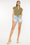 Kancan High Rise Raw Hem Denim Shorts