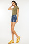 Kancan High Rise Frayed Hem Denim Shorts