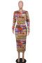 Autumn Fashion Print Women Long Sleeve Casual Dress