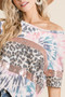 BiBi Tie Dye Terry Top with Leopard and Sequins Block