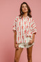 BiBi Bow Ribbon Woven Printed Button Down Shirt
