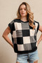 BiBi Checker With Stripes Pattern Sleeveless Sweater