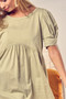 BiBi Cotton Span Knit With Puff Sleeve Baby Doll Top