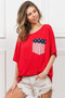 BiBi French Terry With Front Pocket Dolman Sleeves Top