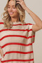 BiBi Fourth Of July Stripe Drop Shoulder Sweater