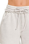 Zenana Acid Wash Fleece Drawstring Shorts With Pockets