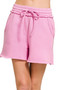 Zenana Fleece Raw Hem Shorts With Draw String