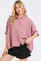 Mittoshop Mineral Wash Gauze Dolman Sleeve Button Down Shirt