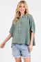 Mittoshop Mineral Wash Gauze Dolman Sleeve Button Down Shirt