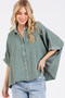 Mittoshop Mineral Wash Gauze Dolman Sleeve Button Down Shirt