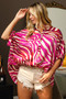 BiBi Zebra Dolman Silky Satin Shirt Top