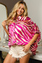 BiBi Zebra Dolman Silky Satin Shirt Top