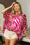 BiBi Zebra Dolman Silky Satin Shirt Top