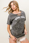 BiBi Washed Laser Cut Detail Cool Mom Print Top