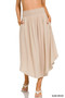 Zenana Woven Crinkle Smocked Waist Maxi Skirt W Pockets