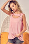 BiBi Rayon Span Knit With Cut Out Front Sleeveless Top
