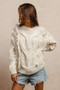 BiBi Faux Fur Detailed Pointelle Cable Knit Sweater