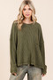 Mittoshop Mineral Wash Cutout Pocket Long Sleeve Waffle Top
