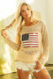 BiBi Sequin American Flag Patch Open Knit Cover Up