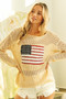 BiBi Sequin American Flag Patch Open Knit Cover Up
