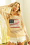 BiBi Sequin American Flag Patch Open Knit Cover Up