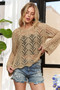 ADORA Long Sleeves Round Neck Crochet Top