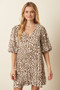 Mittoshop Animal Print Puff Sleeve Mini Dress