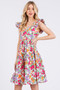 Mittoshop Flower Print Ruffle Shoulder A-line Mini Dress