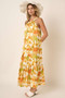 Mittoshop Watercolor Print Halter Neck Satin Maxi Dress