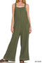 Zenana Knit Waffle Wide Leg Overalls