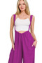 Zenana Woven Tie Back Suspender Jumpsuit