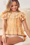 BiBi Tiered Ruffle Neck Tie Dye Top