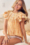 BiBi Tiered Ruffle Neck Tie Dye Top