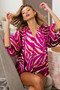 BiBi Tied Neck Half Balloon Sleeve Zebra Satin Top