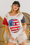 BiBi Fourth Of July Top With Laser Cut And Smile Face
