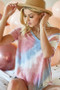 BiBi Tie Dye French Terry V Neck Top