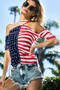 BiBi American Flag Off Shoulder With Front Ruched Top