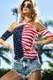 BiBi American Flag Off Shoulder With Front Ruched Top