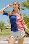 BiBi American Flag Off Shoulder With Front Ruched Top