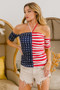 BiBi American Flag Off Shoulder With Front Ruched Top