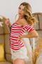 BiBi American Flag Off Shoulder With Front Ruched Top