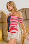 BiBi American Flag Off Shoulder With Front Ruched Top