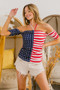 BiBi American Flag Off Shoulder With Front Ruched Top