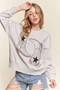 ADORA Rhinestone Accent Casual Sweatshirt