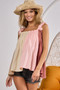 BiBi Frill Shoulder Strap Color Block Bodice Top
