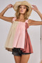 BiBi Frill Shoulder Strap Color Block Bodice Top