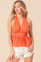 BiBi Back Open With Halter Neck Wrinkled Tank Top