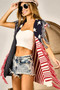 BiBi American Flag Fringe Edged Sweater Vest