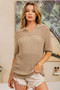 BiBi Short Sleeve Collared Knit Top