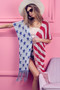 BiBi American Flag Theme Fringed Knit Cardigan